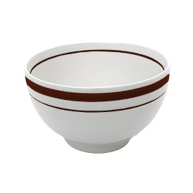 snow tone border line brown bowl